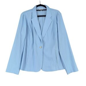 J. Jill Love Linen Blazer Sz L Baby Blue Spring/Summer Lined One Button